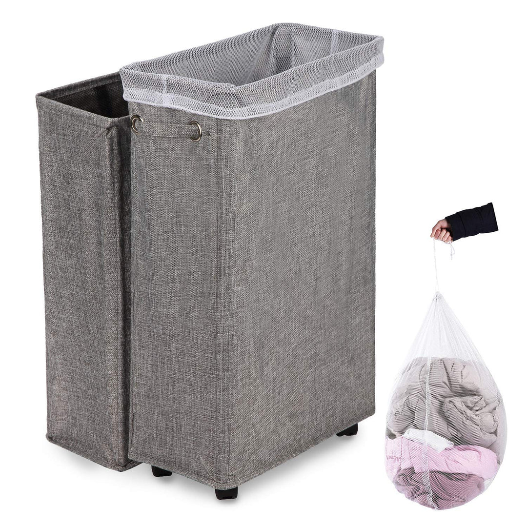 Laundry Hamper, Caroeas 27.5-inches Burlap Rolling Laun