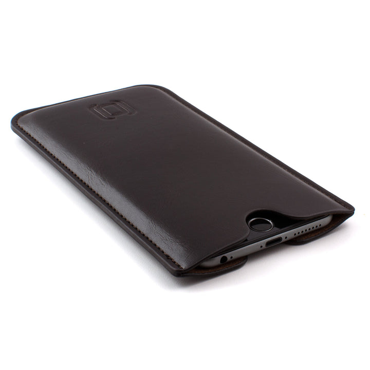 Executive Sleeve for iPhone 11 Pro Max, XS Max, 8 Plus, 7 Plus, 6/6S+ (6.5 Models): Synthetic/Vegan Leather with Microfiber Lining, Slim, Simple, Slip-on Case [Dark Brown]