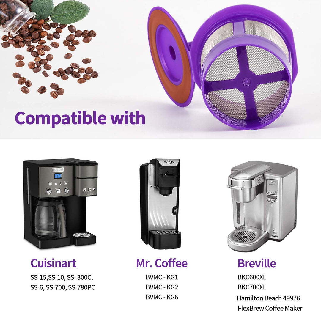 Reusable Keurig K Cups Pod Coffee Filters for Keurig 2.0 &amp; 1.0 Brewers, Universal Refillable KCups, Keurig filter, Reusable Kcup, K Cup K-cups Reusable Filter 4 Packs