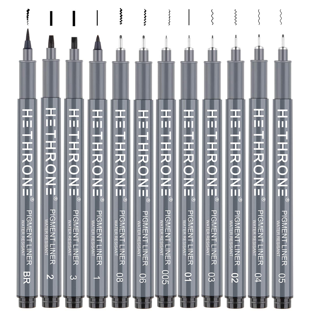 Calligraphy Pens Drawing Pens and Black Calligraphy Set for Beginners Writing, Signature, Illustration Design and Drawing (12 Size)