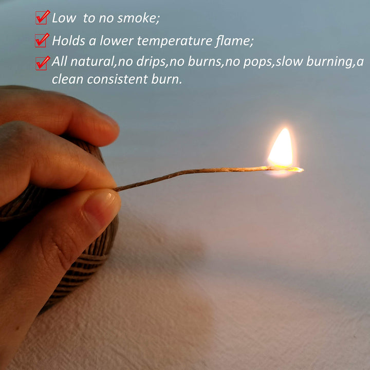 Hemp Wick with Natural Beeswax Coating, Edible Grade Beeswax, 200 FT Spool, Standard Size (1.0mm),Unbleached, Un-Dyed and 100% Organic.