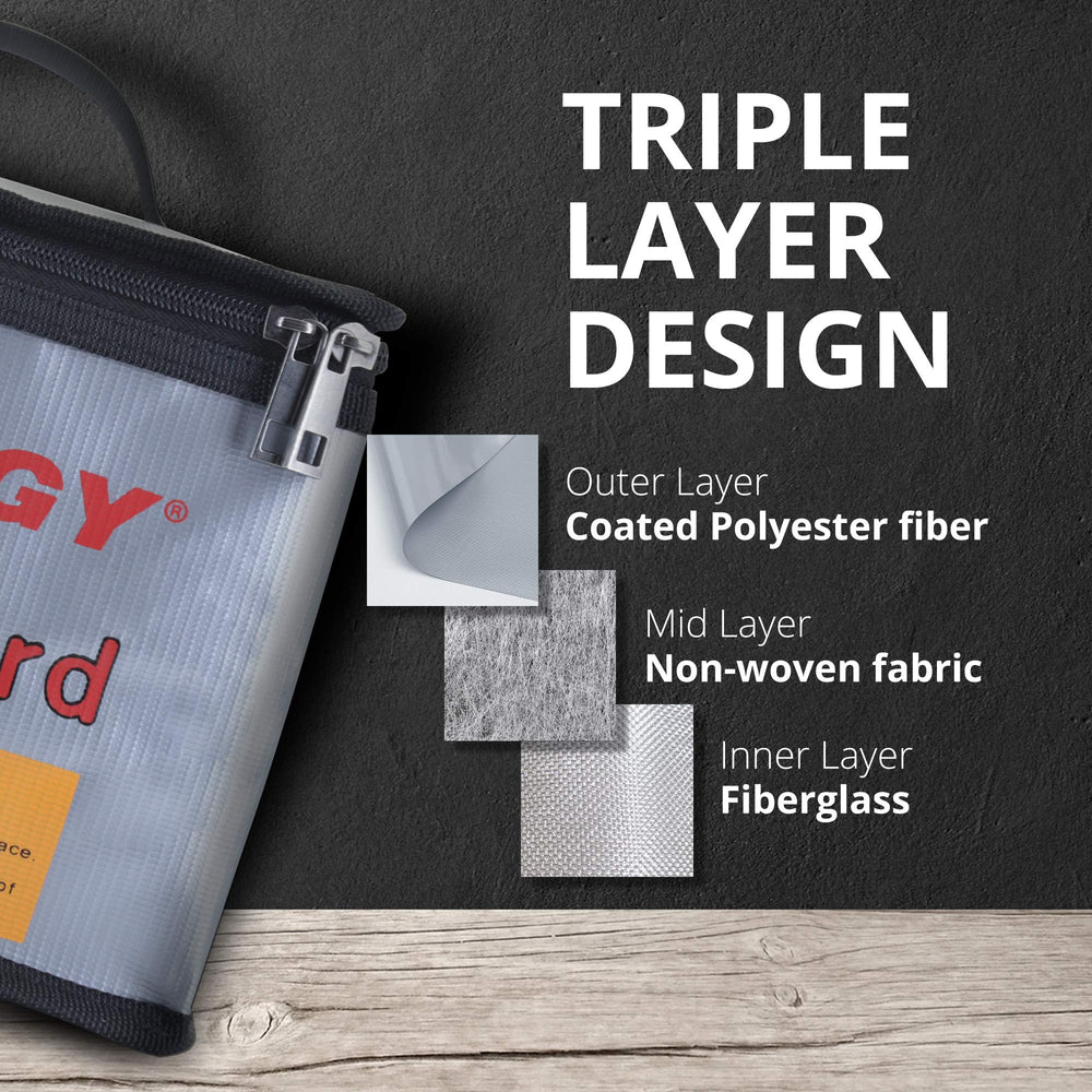 Tenergy Fire Retardant Lipo Zipper Bag for Charging and