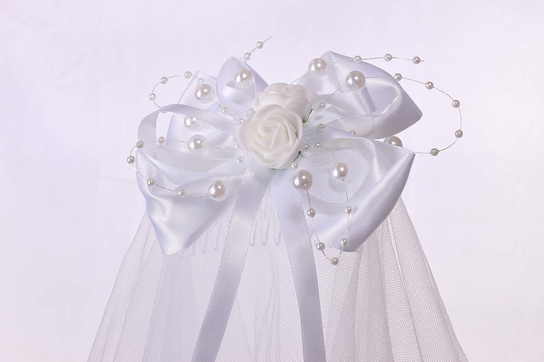 Colorful House Flower Girls White First Communion Veil 