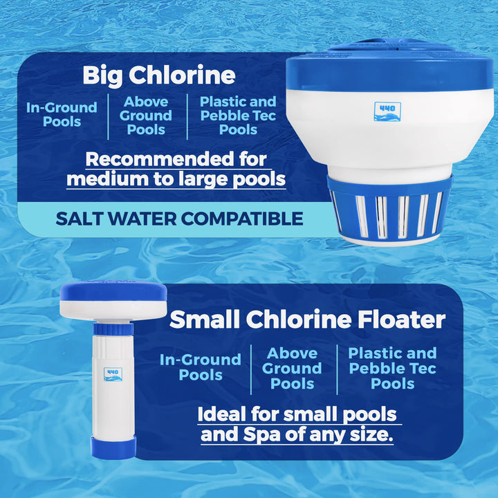 440 Pool Chlorine Floater Dispenser, Fits Up to 5 Pieces of 3-Inch Chlorine Tabs, Adjustable Flow, Control, Heavy-Duty Plastic - Suitable for Small & Large Pools - 9.6 Ounces