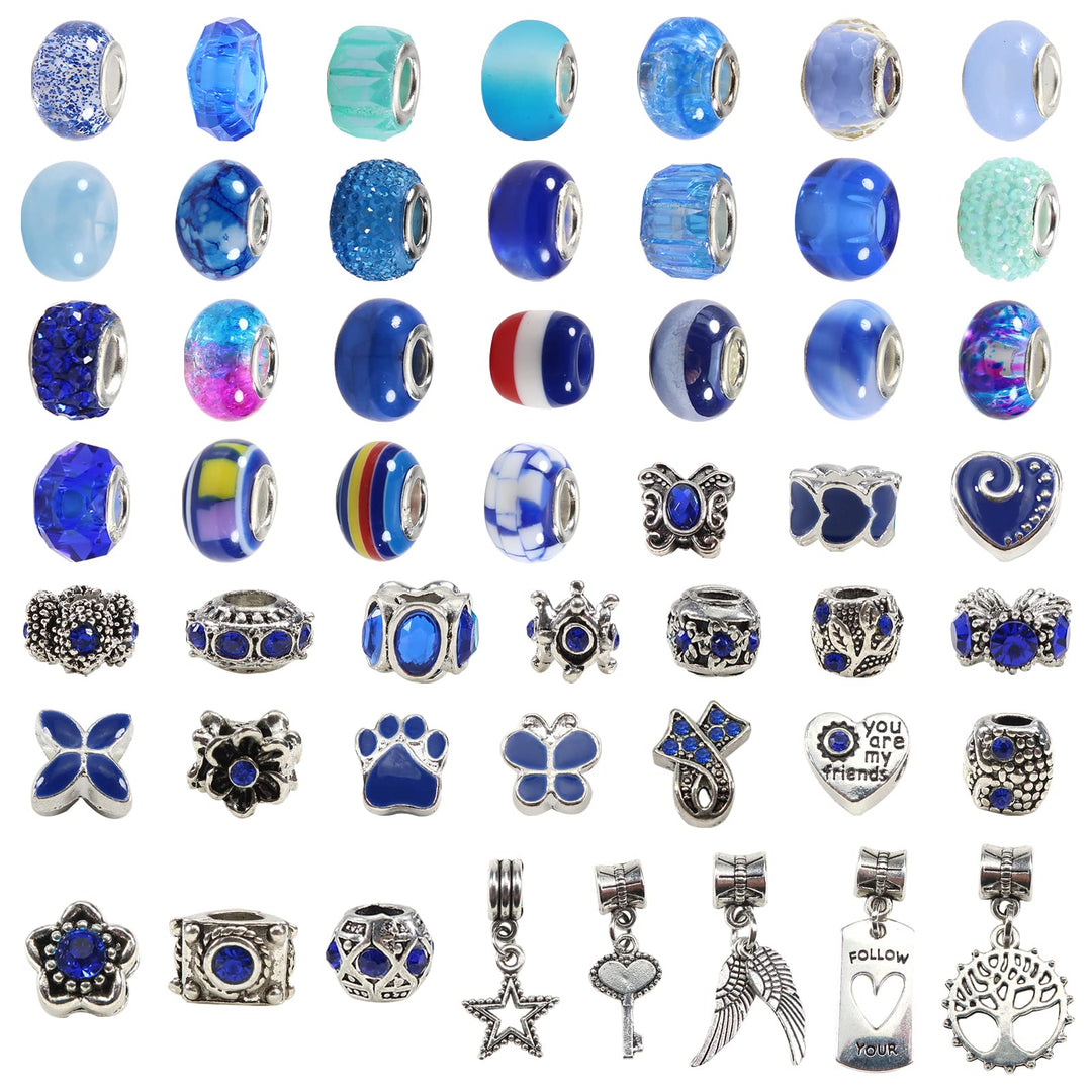 TOAOB 100pcs Assorted Glass European Large Holes Beads 