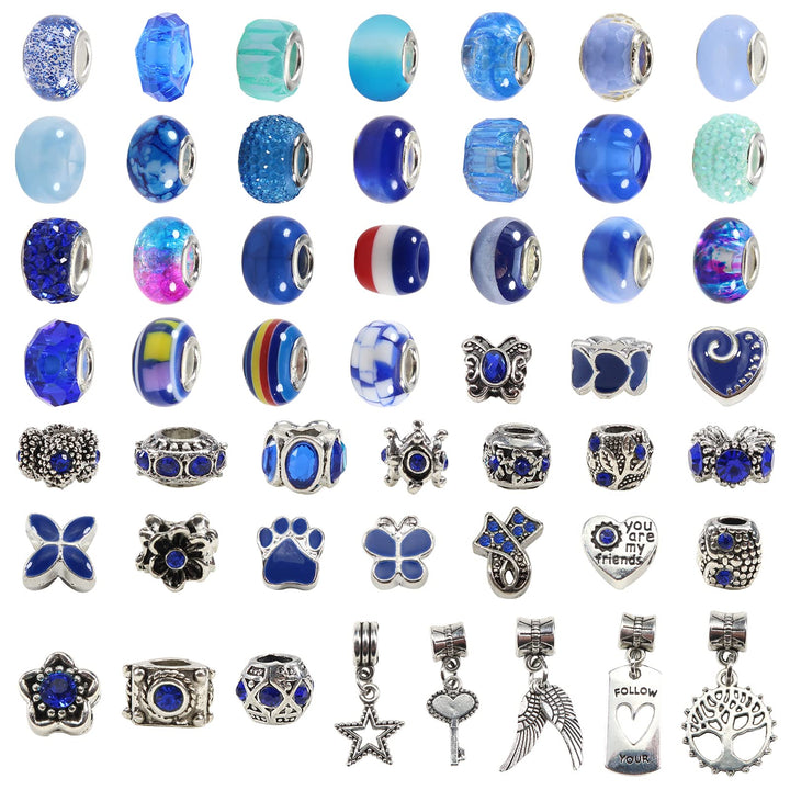 TOAOB 100pcs Assorted Glass European Large Holes Beads 