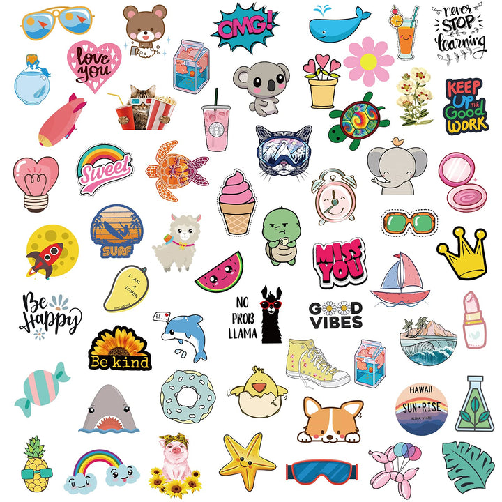 Stickers for Water Bottles, 200 Pack/PCS Hydroflask Cute Vinyl Vsco Aesthetic Waterproof Stickers Laptop Skateboard Computer Phone Stickers for Kids Teens Girls, Sticker Packs