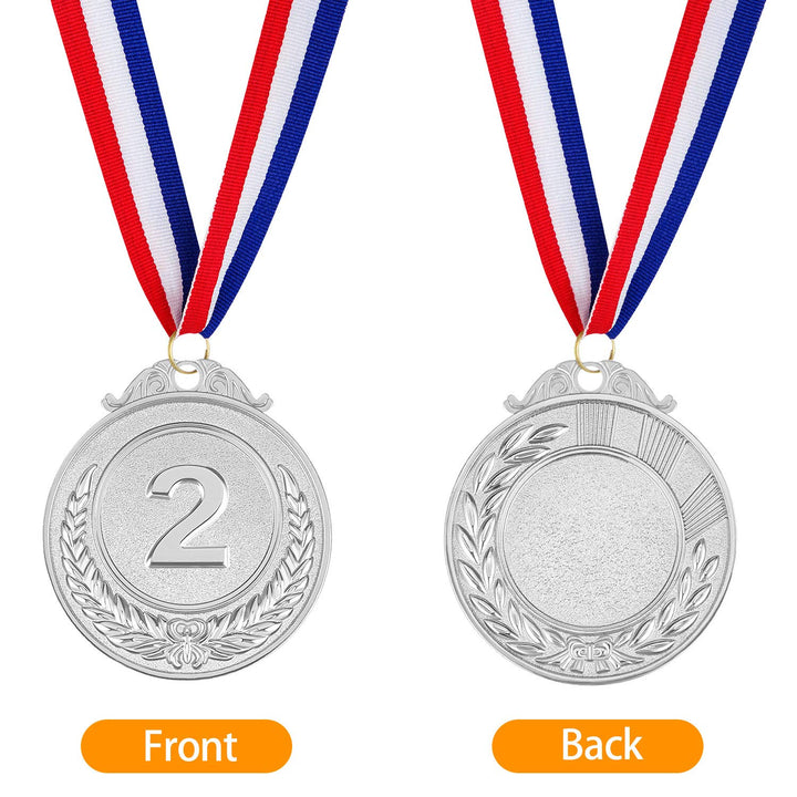 12 Pieces Award Medals 1st 2nd 3rd (Gold, Silver, Bronze) Metal Style Winner with Neck Ribbon, 2 Inches