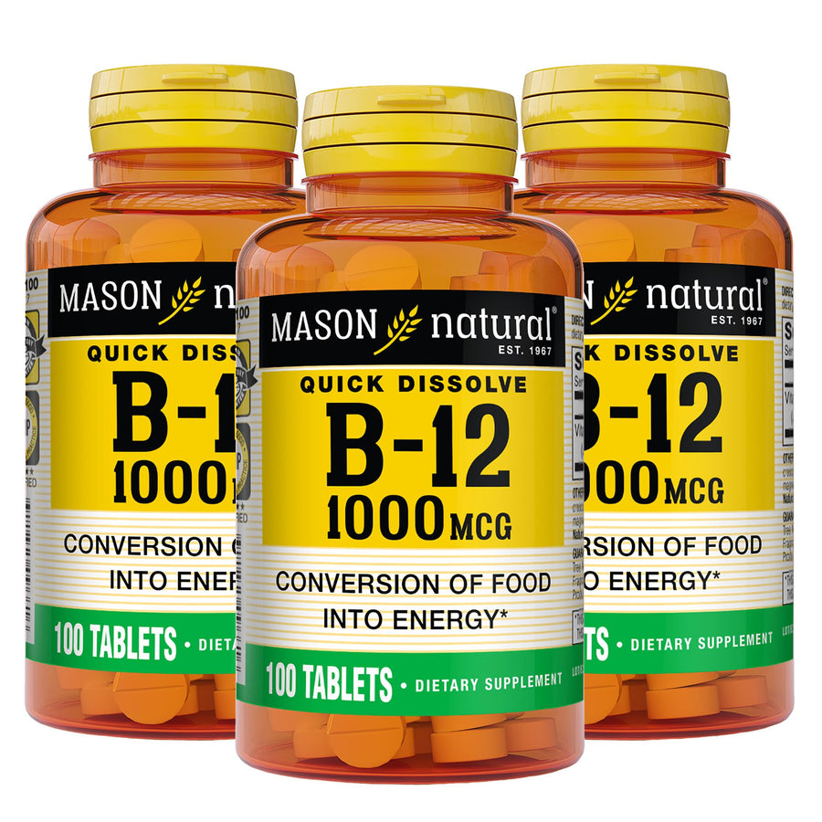 B-12 1000 mcg Quick Dissolve, 300 Day Supply for Healthy Conversion of Food into Energy (3 Pack)