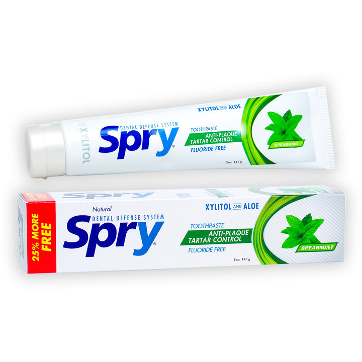 Xylitol Toothpaste 5oz, Fluoride Free Toothpaste Adult and Kids, Teeth Whitening Toothpaste with Xylitol, Natural Breath Freshening, Mouth Moisturizing Ingredients, Spearmint (Pack of 1)