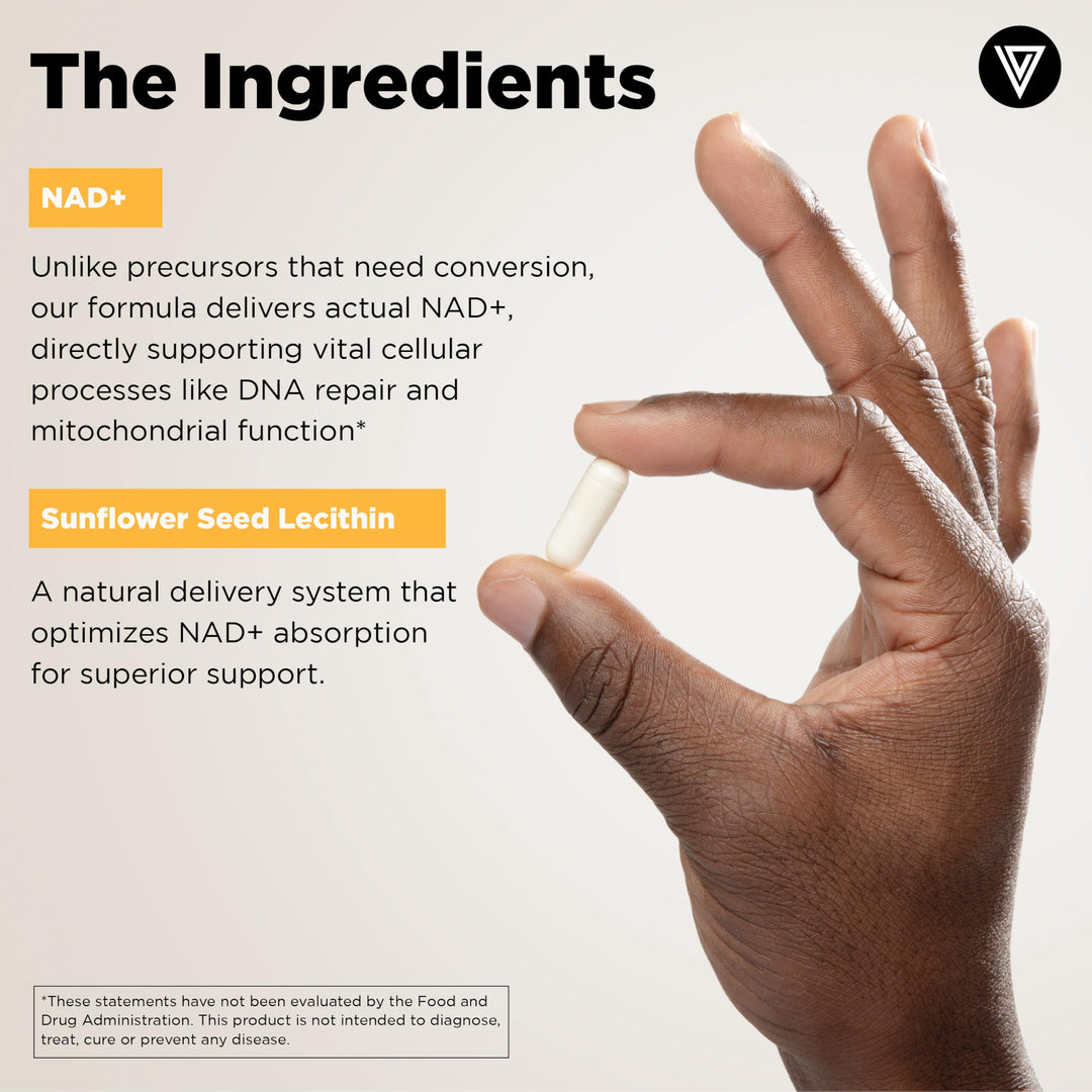 NAD Supplement - NAD+ (Nicotinamide Adenine Dinucleotide) for Men &amp; Women - Made with Liposomal Delivery - Cellular Anti-Aging Support, Energy, Focus - 30-Day Supply