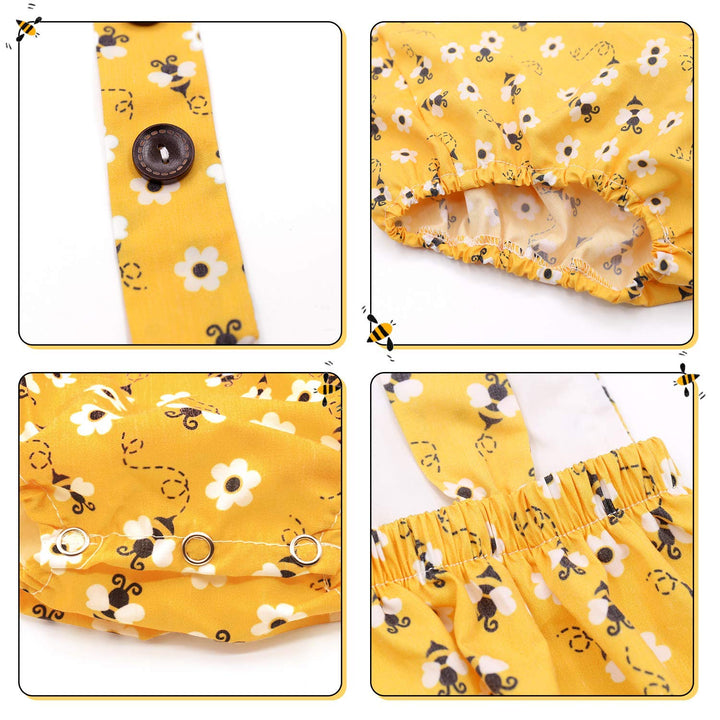 Eunikroko Honey Bee Romper with Headband for Baby Girls