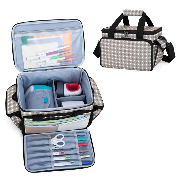 Yarwo Carrying Case Compatible with Cricut Joy, Tote Bag with Detachable Divider for Power Adapter and Craft Accessories, Dots