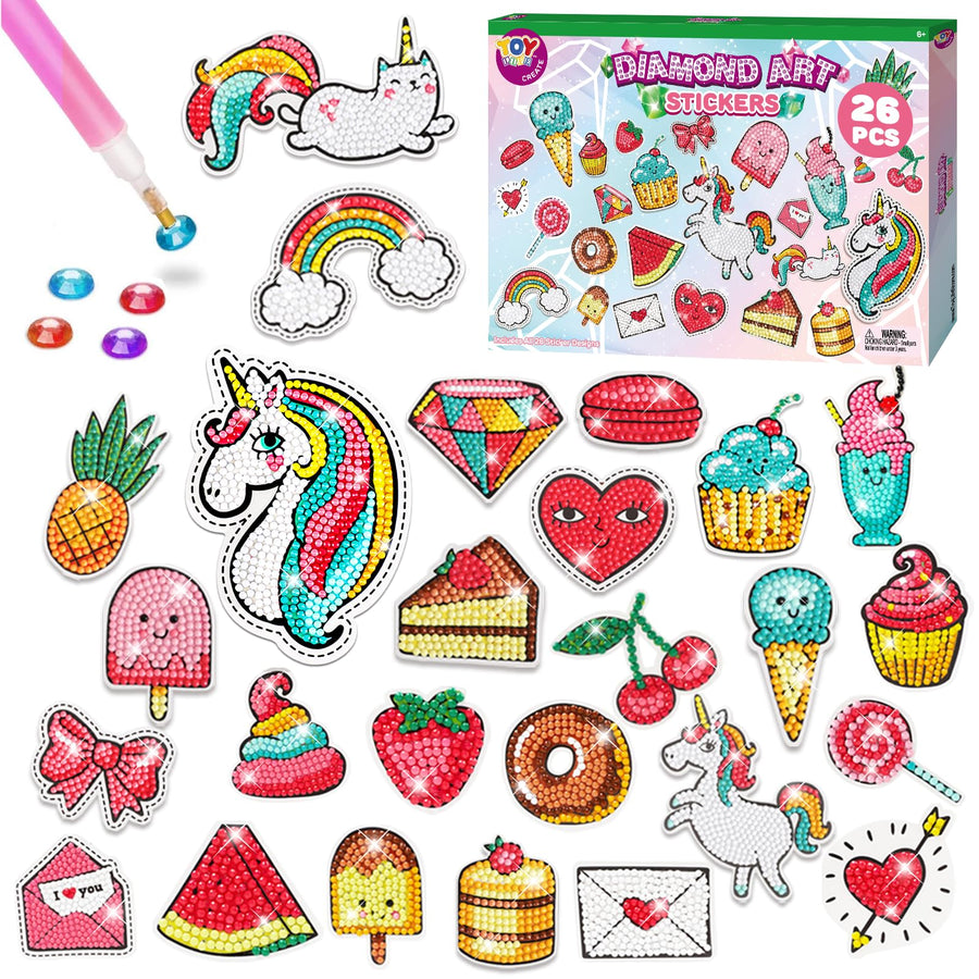 Diamond Painting Kits for Kids, Diamond Art for Kids, 26pcs Diamond Painting Stickers, Gem Sticker, Gem Art and Craft Kits for Kids, Unicorn Diamond Painting for Kid