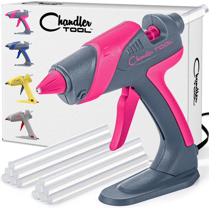 Full Size Hot Glue Gun Kit for Construction, DIY &amp; Crafts, 60W High Temp Large Glue Gun with Stand-Up base &amp; 12 Glue Sticks, Perfect for Home Repair, Arts &amp; Crafts, Pink