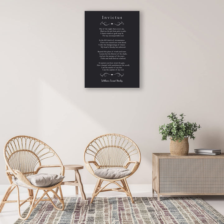 Invictus Poem Quotes Wall Art Canvas Inspirational Poster Motivational Pictures Print William Ernest Henley Poetry Painting Decor Artwork Unframed 12x18 inch (No Framed -Canvas Poster)