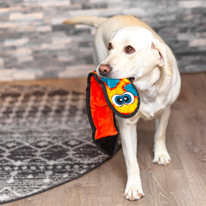 Durablez Tough Plush Squeaky Dog Toy, Snake, Orange, Large