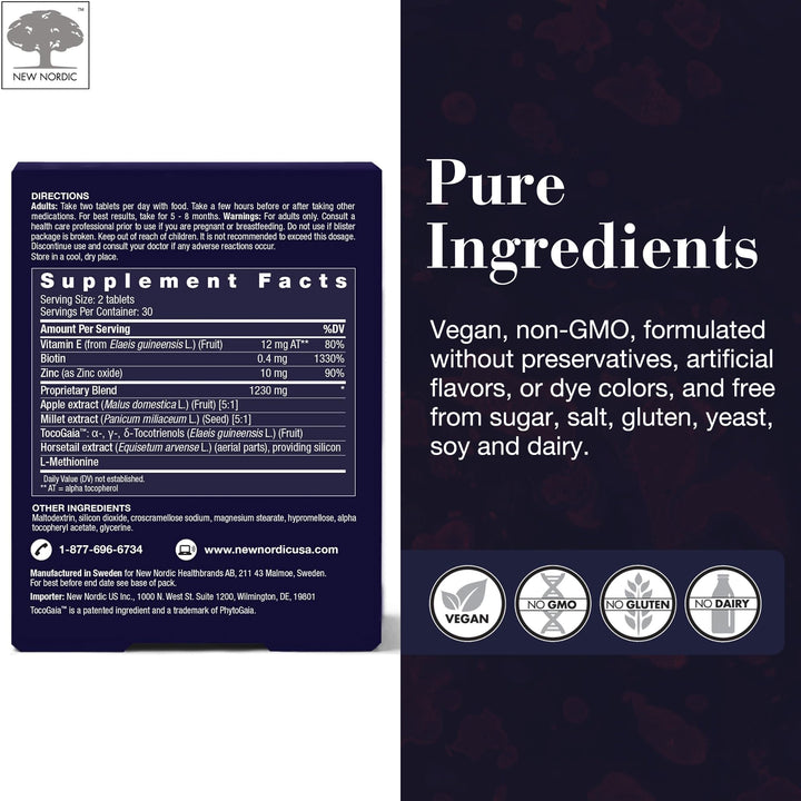 Hair GRO, Hair Growth Supplement, Biotin &amp; Palm Fruit Extract Tocotrienols for Natural Regrowth, 60 Count (Pack of 1)