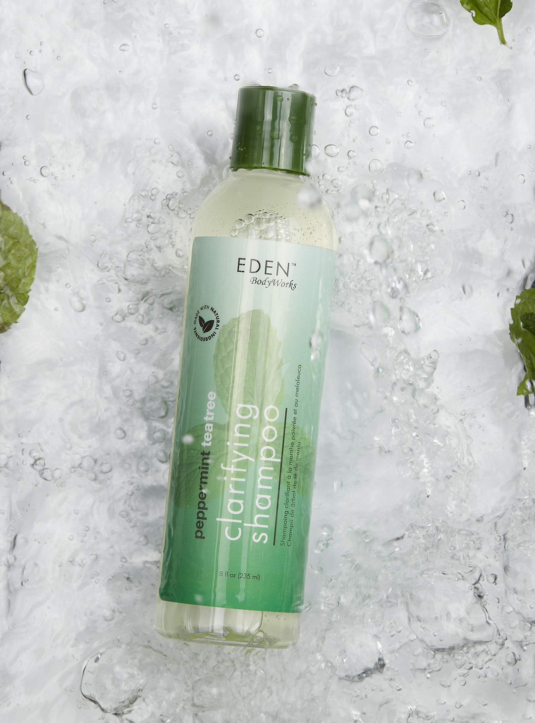 Peppermint Tea Tree Clear Clarifying Shampoo for Oily Hair, Dry Hair, Curly Hair - Scalp Cleansing Shampoo for Build Up &amp; Dandruff - Paraben &amp; Sulfate Free - 8 oz.
