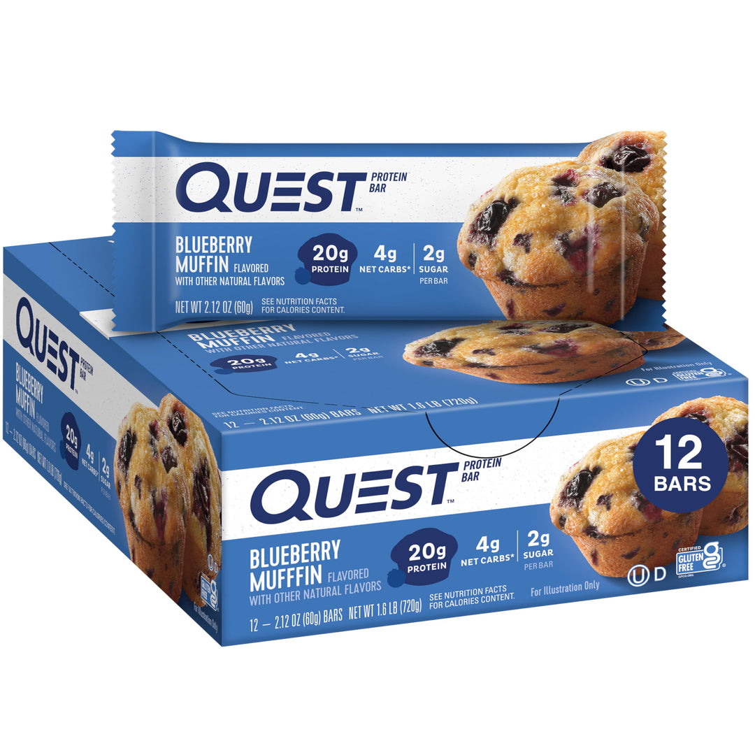 Blueberry Muffin Protein Bars, High Protein, Low Carb, Gluten Free, Keto Friendly, 12 Count (Pack of 1)
