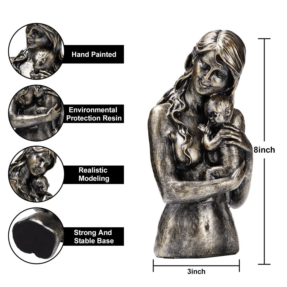 Mother Gifts. Mother Daughter Statue - Vintage Statues Figurines, Gifts for Mom from Daughter. Unique Home Decorations, Living Room Decorations, Office Decor, Bookshelf TV Stand Decor - Love Mom A