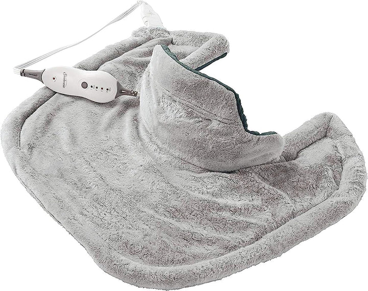 Contoured Heating Pad for Neck &amp; Shoulder Pain Relief with Auto Shut Off, Moist Heating Option, 22 x 19, Grey