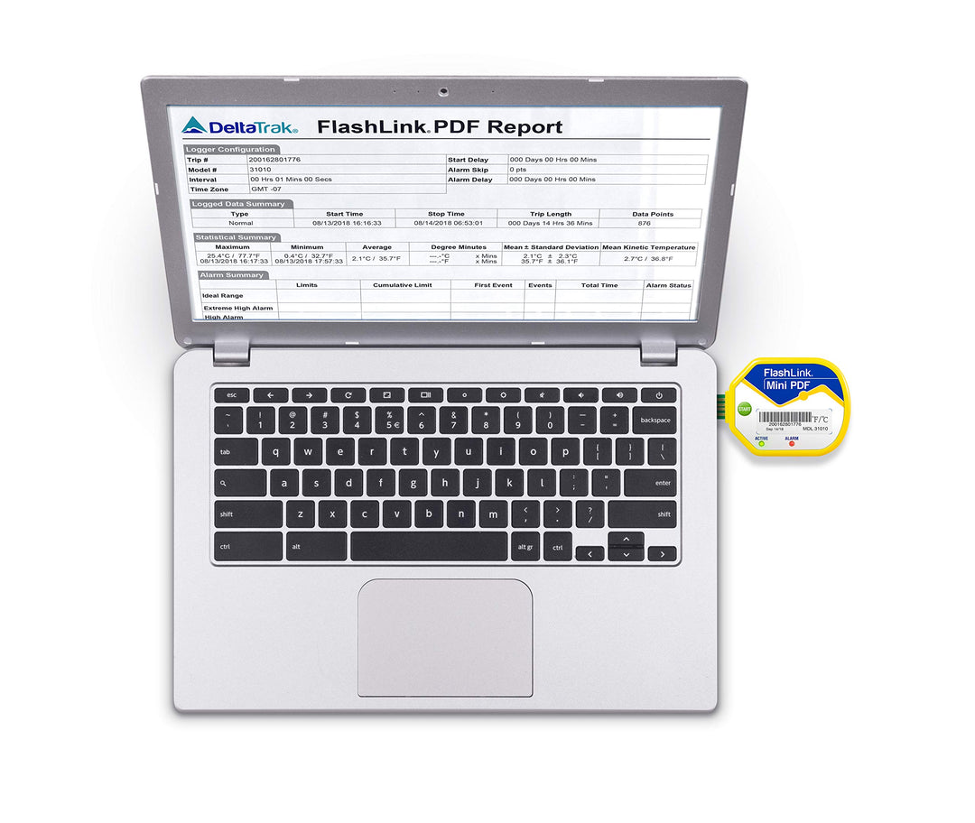 Deltatrak (10 Pack) 85 Days USB Temperature Data Logger Recorder in-Transit Trip Single Use Cold Chain PDF Logger