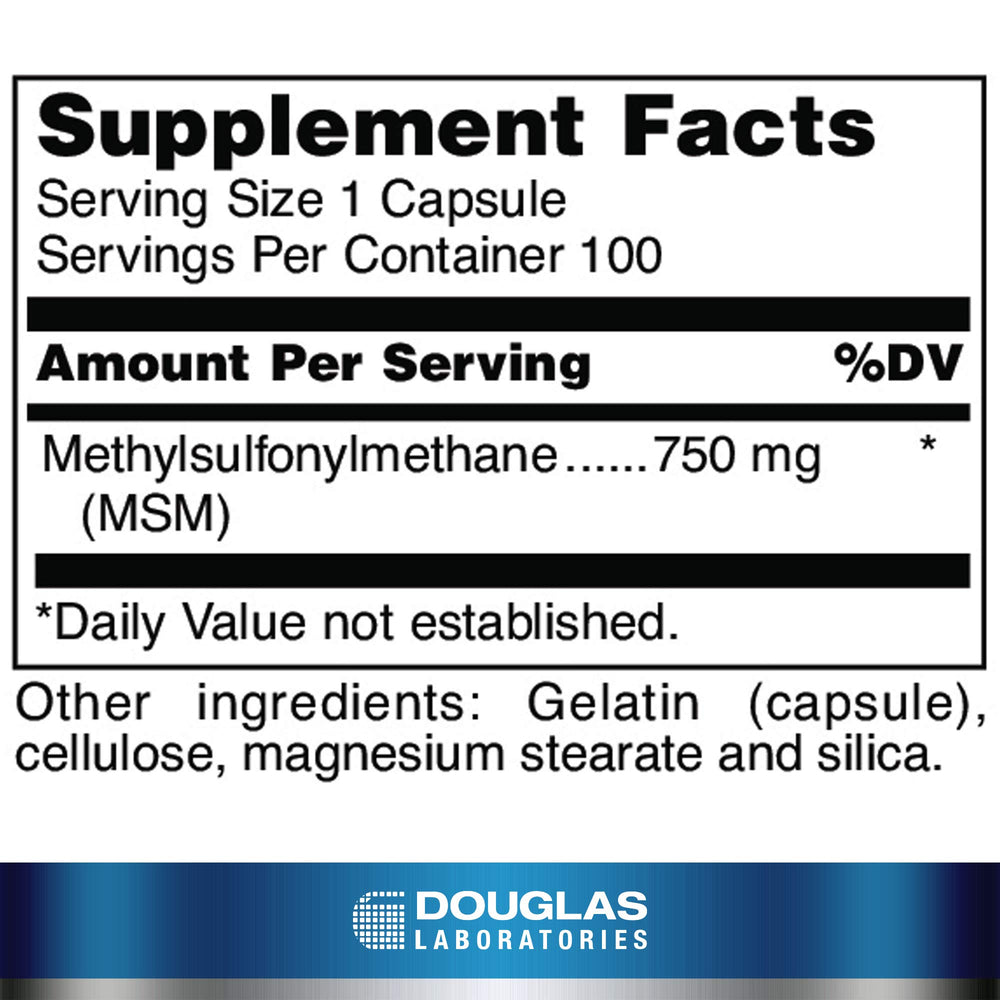 MSM Capsules (Fundamental Sulfur) | Supports Joint, Connective Tissue, Hair, Skin, and Liver Health | 100 Capsules