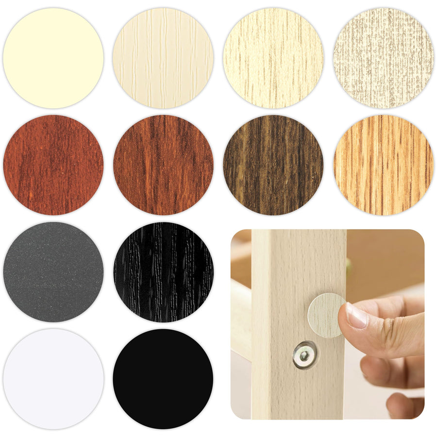 648 PCS 12 Colors Self-Adhesive Screw Holes Covers Stickers PVC Dustproof Stickers for Wood Furniture Cabinet Wall Desk Chair Bookcase Shelve Plate (54 PCS for 1 Sheet, 12 Sheets in Total)