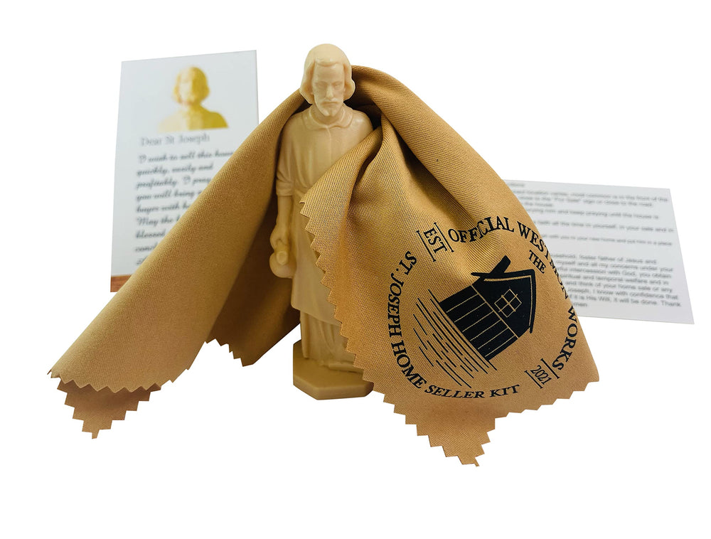 The Official Saint Joseph Statue for Selling Homes with Instruction Card and House Prayer with Burial Cloth Complete Set