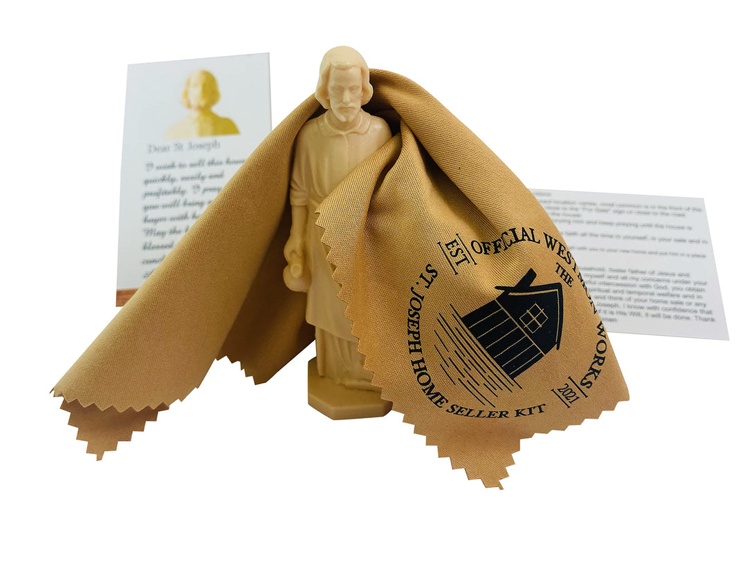 The Official Saint Joseph Statue for Selling Homes with Instruction Card and House Prayer with Burial Cloth Complete Set