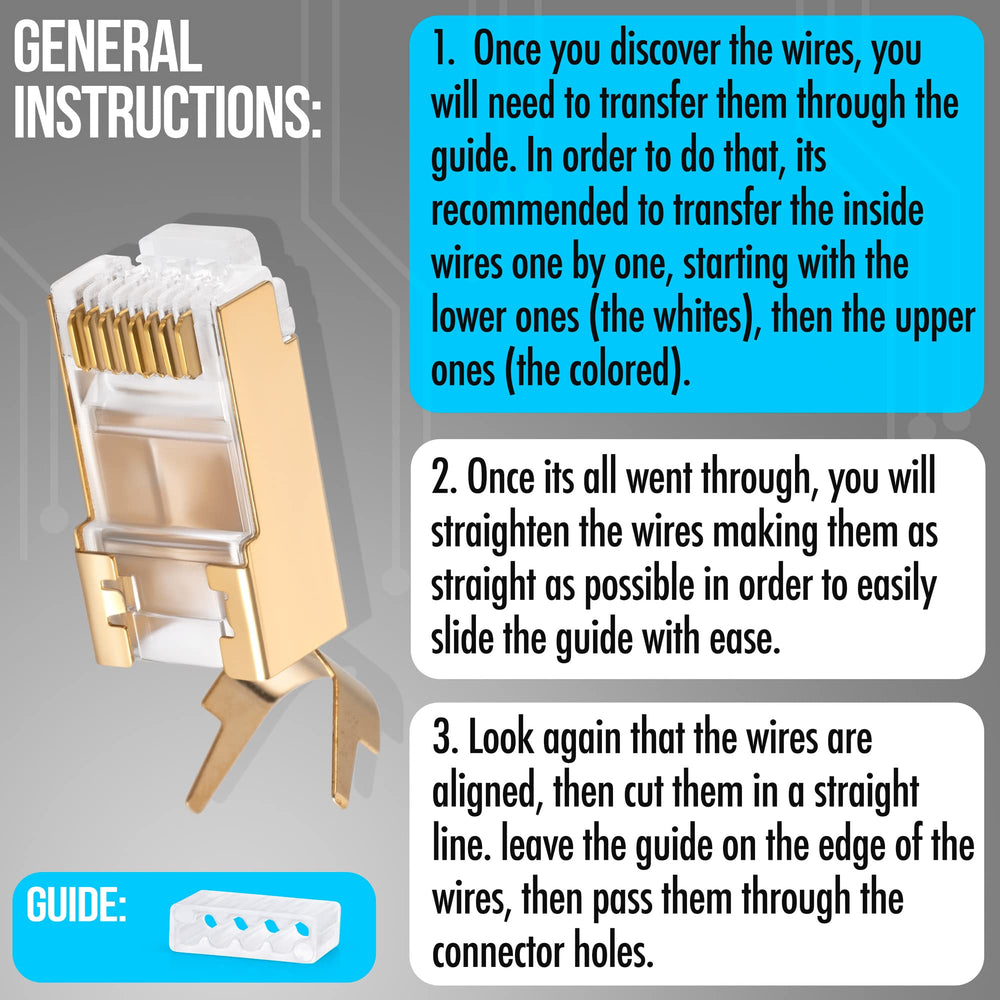 RJ45 Cat7 & Cat6A Pass Through Connectors - 30 Pcs, 50UM Gold Plated Shielded FTP/STP External Ground for 23 AWG Network Cable
