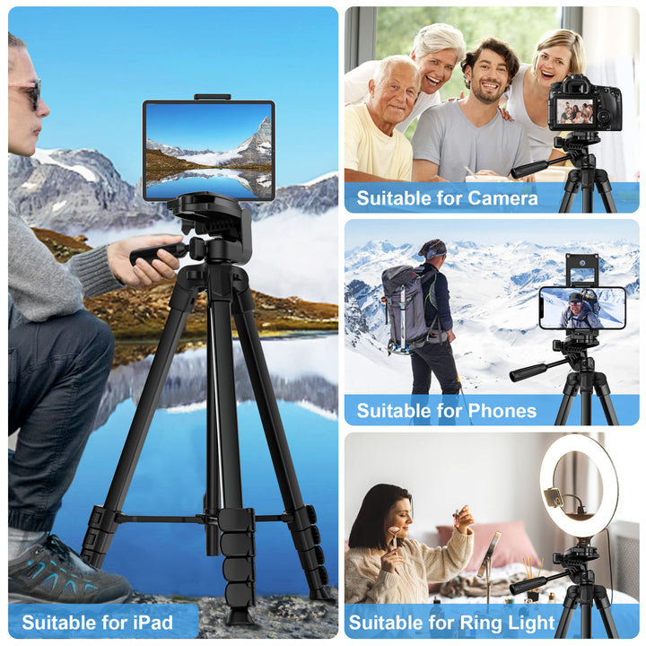 67 Phone Tripod, MACTREM Tripod Stand for iPad iPhone Tablet Camera with 2 in 1 Mount & Wireless Remote, Aluminum Extendable iPhone Tripod for Video Recording/Selfies/Live Stream/Vlogging