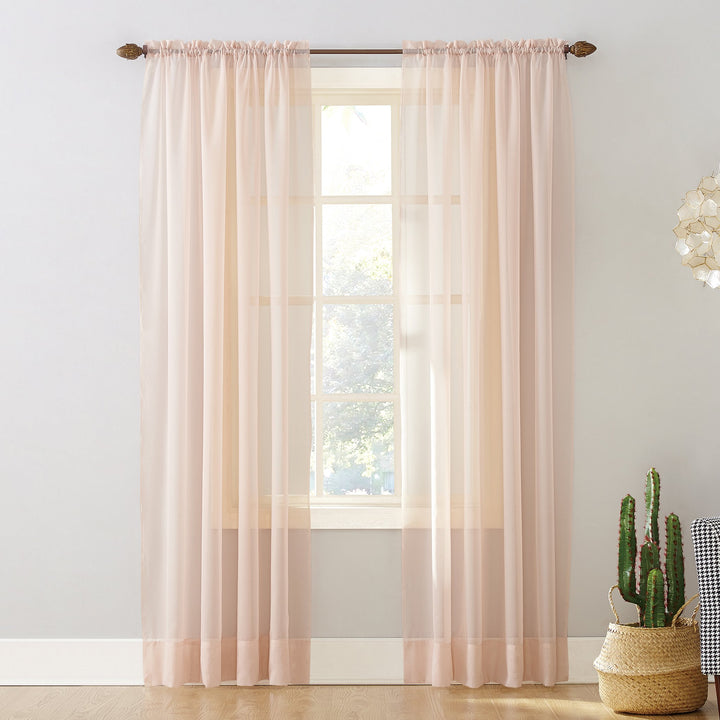 Emily Sheer Voile Rod Pocket Curtain Panel, 59 x 95, Whisper Pink
