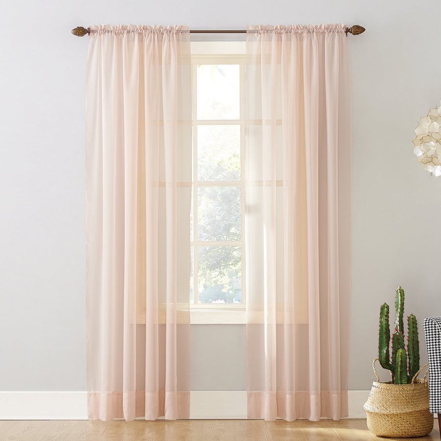 Emily Sheer Voile Rod Pocket Curtain Panel, 59 x 95, Whisper Pink