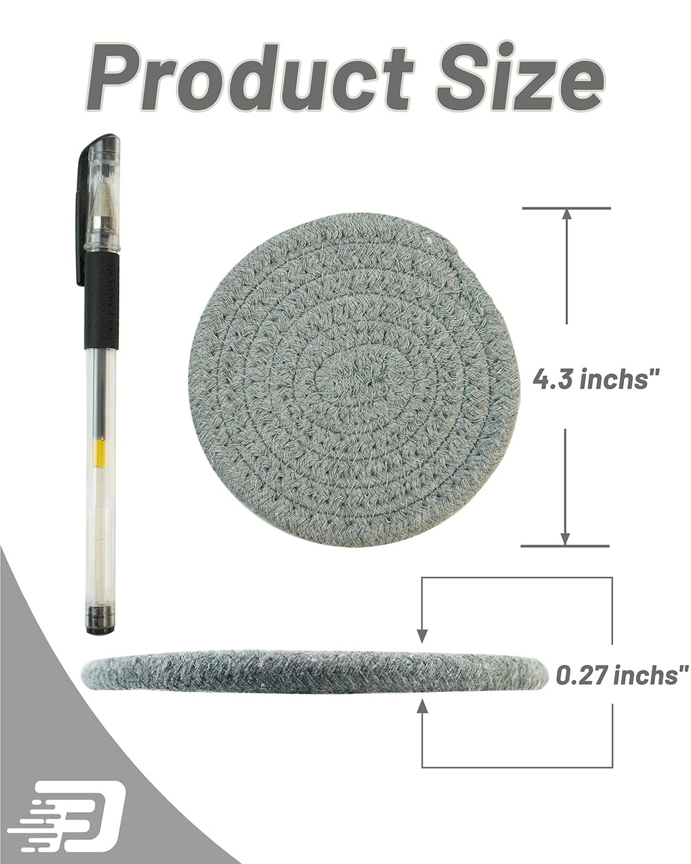 Coasters for Drinks Absorbent, 10 Pcs Absorbent Coasters, 4.3 Inch Drink Coasters, Woven Coasters for Desk Protection