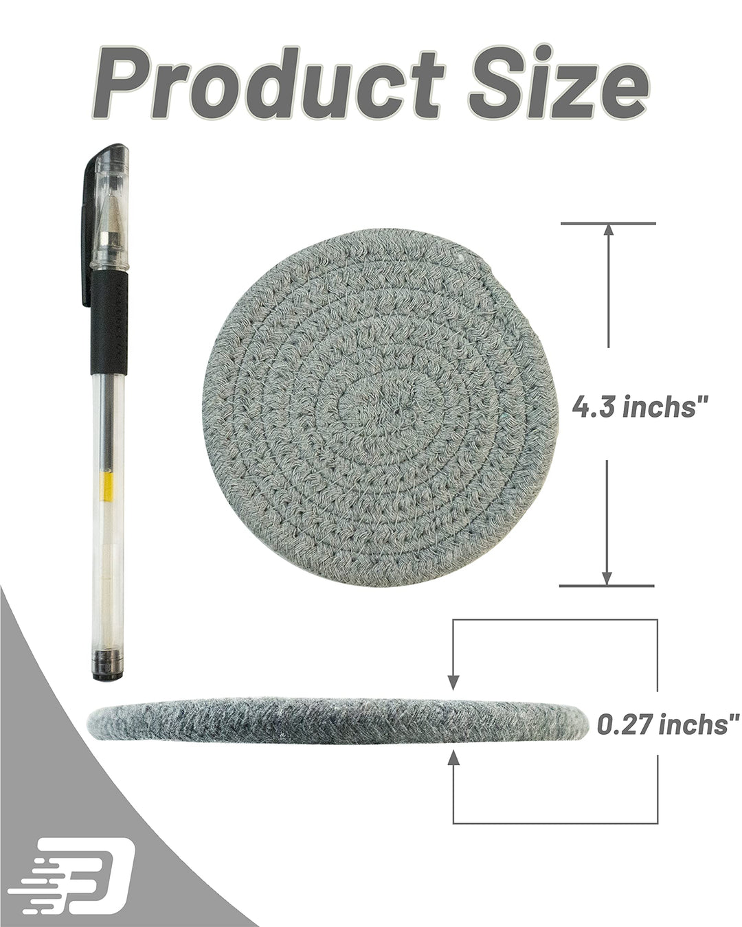 Coasters for Drinks Absorbent, 10 Pcs Absorbent Coasters, 4.3 Inch Drink Coasters, Woven Coasters for Desk Protection