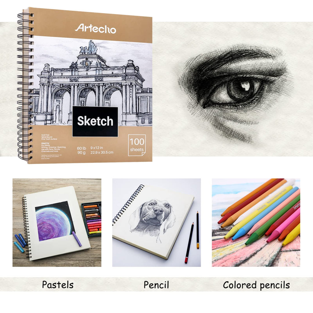 Artecho Sketch Book 9 x 12 Inch, 100 Sheets 90gsm, Pack