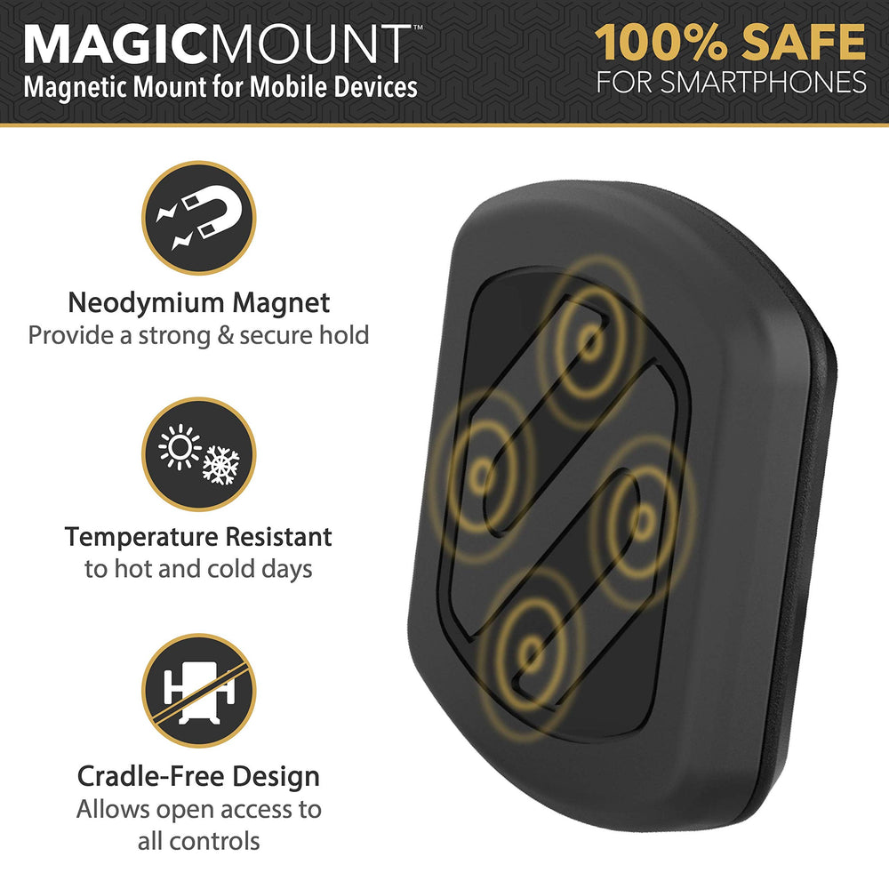 MAGRVMB MagicMount Magnetic Rearview Mirror Phone Holder for Car - 360 Degree Adjustable Head, Universal with All Devices - Rearview Mirror Mount