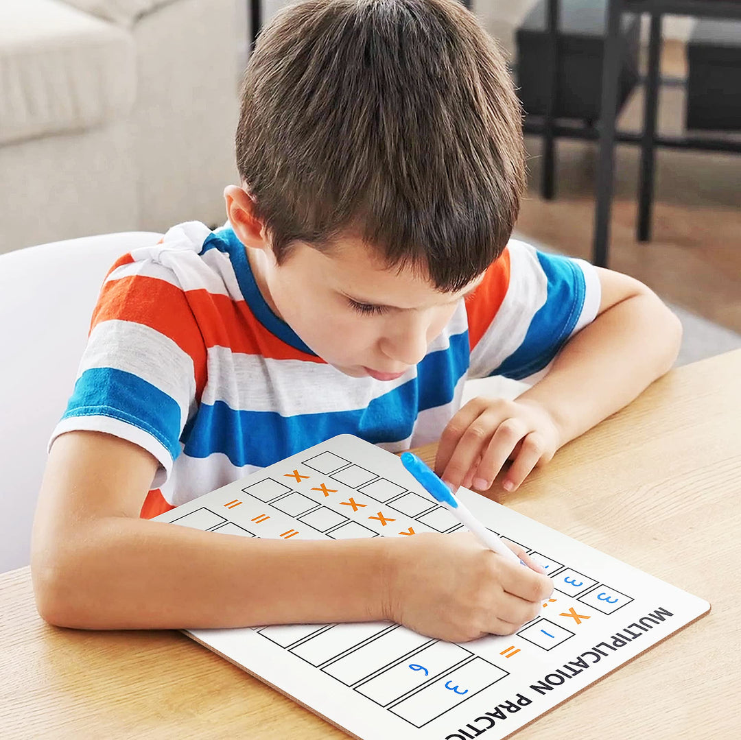 SCRIBBLEDO Dry Erase Multiplication Chart Whiteboard 9 x 12 Multiplication Table Double Sided Times Table Math Manipulatives White Board for Kids Students Classroom and Home Mini Lapboard Game