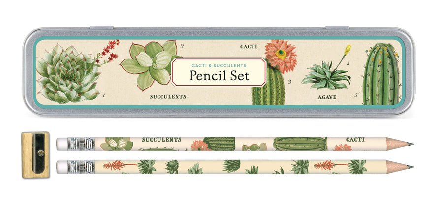 Papers & Co., Inc. Succulents Pencil Set 10 1 Sharpener
