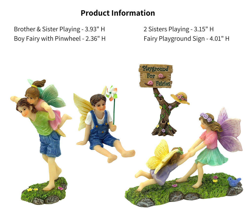 Fairies Garden Fairies, with Fairy Garden Accessories - Boy & Girl Garden Fairies - Fairy Garden Kit - Figurines for Miniature Garden - 4 Pieces