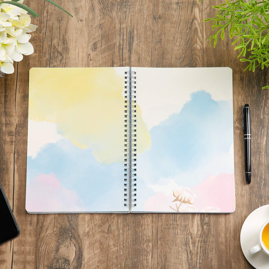 Colorful Blank Journal Notebook, Hardcover Unlined Personal Diary to Write in for Women and Girls, Pretty Notepad for Writing, Spiral, 6.8x9.8, 128 Pages, Autumn