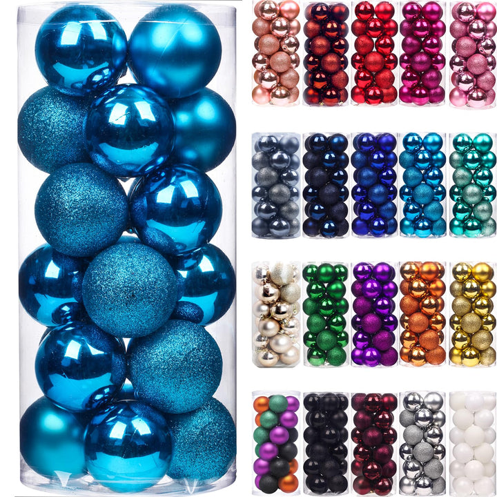 24Pcs Christmas Balls Ornaments for Xmas Christmas Tree - Shatterproof Christmas Tree Decorations Large Hanging Ball for Holiday Party Decoration (Red, 1.2-3.1CM)