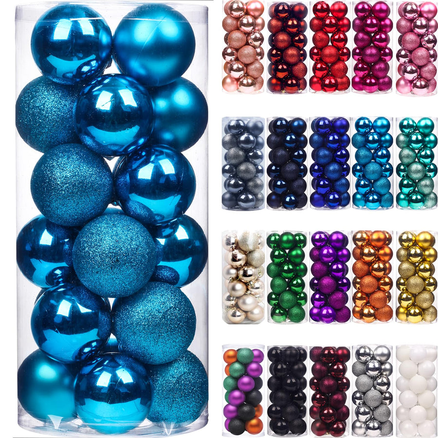 24Pcs Christmas Balls Ornaments for Xmas Christmas Tree - Shatterproof Christmas Tree Decorations Large Hanging Ball for Holiday Party Decoration (Red, 1.2-3.1CM)