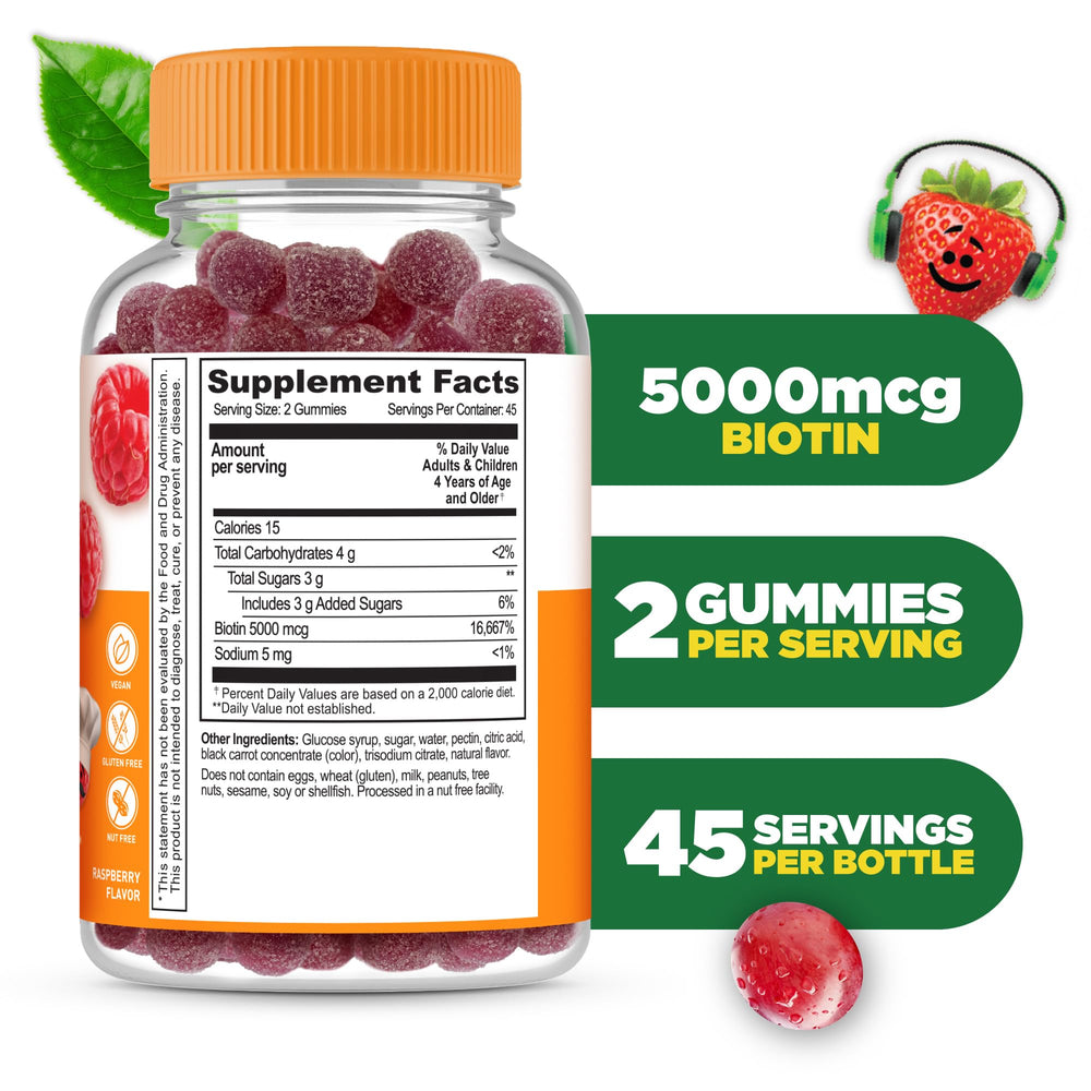 Lifeable Kids Biotin Gummies | 5,000mcg | Great Tasting