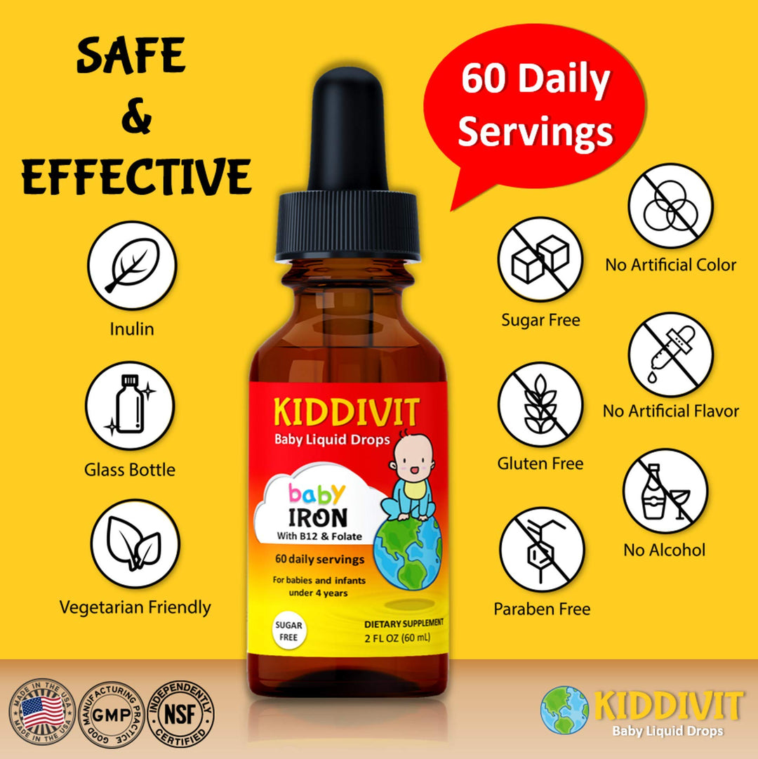 Kiddivit Baby Iron Liquid Drops with Vitamin B12 &a