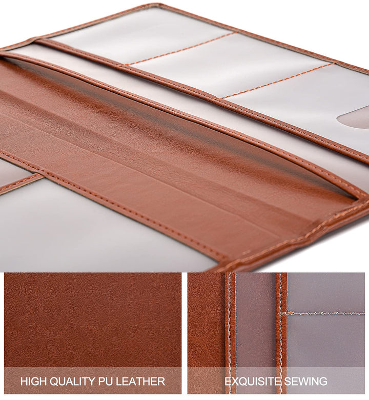 Car Registration and Insurance Card Holder - Leather Vehicle Glove Box Automobile Documents Paperwork Wallet Case Organizer for ID, Driver&#39;s License, Key Contact Information Cards - Men&amp;Women
