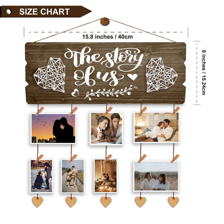 Bridal Shower Gift for Bride - Wedding Engagement Gifts for Women Bride to Be - New Couples Picture Hanging Board with Clips and Twine