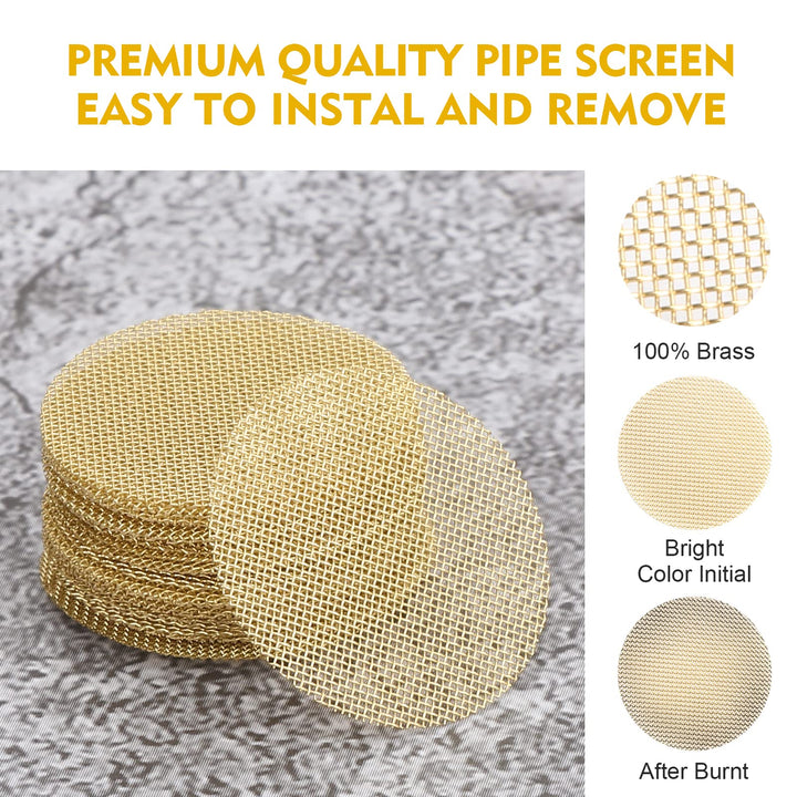 Scotte 200 pcs 1/2 Inch Brass Pipe Screens,12.7mm(0.5in) Metal Pipe Filter Screen with Storage Box